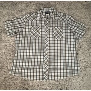 Vintage Wrangler Pearl Snap‎ Plaid Western Short Sleeve Button Shirt Sz 2XL XXL